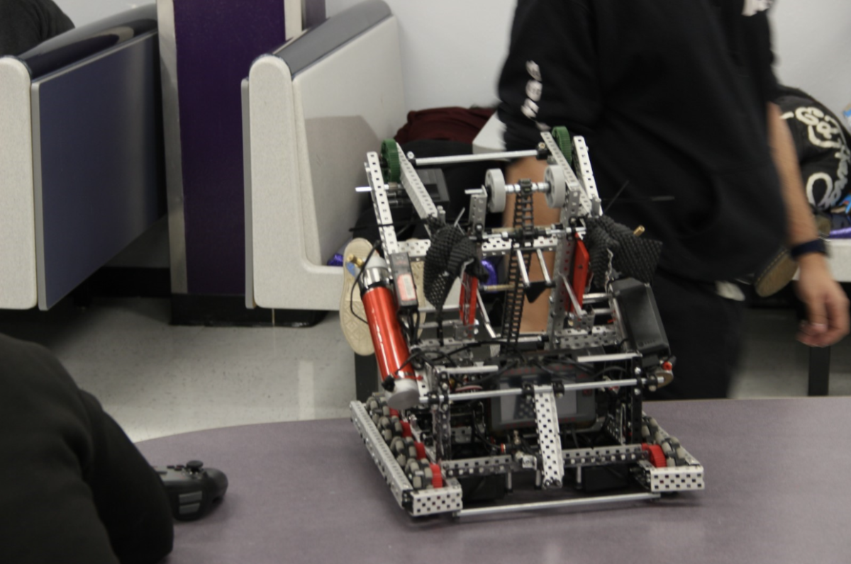 Hanks robot” Kratos” looks after being fixed from the intake from previous incident.